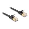 Delock RJ45 Netzwerkkabel Cat.6A Stecker zu Stecker mit robuster Rastnase und Cat.7 Rohflachbandkabel U / FTP 7,5 m schwarz