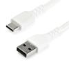 StarTech.com 2m USB-A auf USB-C Ladekabel - Dauerhaftes USB 2.0 auf USB Typ-C Datenübertragungs- und Schnellladekabel - Robuster TPE-Mantel Aramidfaser, M / M, 3A - Weiß (RUSB2AC2MW) - USB-Kabel - USB (M) gerade zu 24 pin USB-C (M) gerade - Thunderbolt
