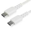 StarTech.com 1m USB-C Ladekabel - Langlebiges USB 2.0 Typ C zu USB C Datenübertragungs- / Schnellladekabel - TPE Mantel Aramidfaser M / M 60W Weiß - Samsung S10 S20 iPad Pro MS Surface (RUSB2AC1MW) - USB-Kabel - 24 pin USB-C (M) gerade zu 24 pin USB-C (M