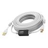 15 m USB 2.0 Kabel - In-Line-Booster in der Mitte des Kabels - vergoldete Stecker - Ferritkerne an beiden Enden - Bandbreite 480 mbps - USB A (m) zu USB B (m) - Durchmesser 4,8 mm - 28+24 awg - weiß