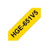 Brother HGE-651V5 - Schwarz auf Gelb - Rolle (2,4 cm x 8 m) 5 Kassette(n) laminiertes Band - für P-Touch PT-9500pc, PT-9700PC, PT-9800PCN, P-Touch R RL-700S