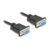 Delock - Kabel seriell - DB-9 (W) zu DB-9 (W) - 10 m - Daumenschrauben, unterstützt RS-232 serielle Schnittstelle, robustes Steckverbindergehäuse - Schwarz