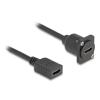 Delock - HDMI-Verlängerungskabel - HDMI weiblich zu HDMI weiblich schraubbar - 20 cm - Schwarz - unterstützt 4K 60 Hz (3840 x 2160)