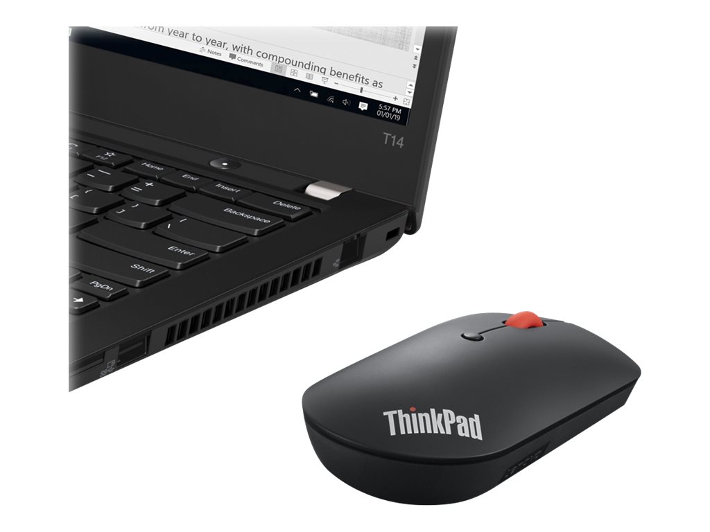 Lenovo ThinkPad Silent - Maus - rechts- und linkshändig - optisch blau - 3 Tasten - kabellos - Bluetooth 5.0 - Schwarz - retail - für ThinkPad T16 Gen 4 21QN
