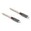 Delock - USB-Kabel - USB-C (M) zu USB-C (M) - USB 2.0 - 20 V - 5 A - 1.2 m - Power Delivery 3.0 Unterstützung, Schnellladung bis zu 100W, RGB-Beleuchtung - durchsichtig, kupferfarben