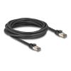 Delock - Patch-Kabel - RJ-45 (M) zu RJ-45 (M) - 5 m - 7.3 mm - U / FTP - CAT 6a - ohne Haken - Schwarz