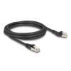 Delock RJ45 Netzwerkkabel Cat.8.1 S / FTP Stecker 45 grad nach links gewinkelt zu Stecker gerade bis 40 Gbps 2 m schwarz