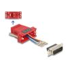 Delock Assembly Kit - Serieller Adapter - 15 pin D-Sub (DB-15) (M) schraubbar zu RJ-12 (6-polig) (W) - einzeln zuweisbare serielle Schnittstelle - Rot