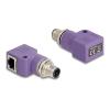 Delock M12 Adapter D-kodiert 4 Pin Stecker zu RJ45 Buchse Cat.5e mit Befestigungsloch 90 grad gewinkelt violett