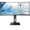 AOC CU34P2A - LED-Monitor - gebogen - 86 cm (34") - 3440 x 1440 UWQHD @ 100 Hz - VA - 300 cd / m² - 3000:1 - 1 ms - 2xHDMI, DisplayPort - Lautsprecher - Schwarz