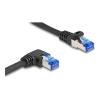 Delock - Netzwerkkabel - RJ-45 (M) rechtwinklig zu RJ-45 (M) gerade - 3 m - 6 mm - S / FTP - CAT 6a - halogenfrei, ohne Haken - Schwarz