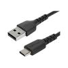 StarTech.com 1m USB-A auf USB-C Ladekabel - Dauerhaftes USB 2.0 auf USB Typ-C Datenübertragungs- und Schnellladekabel - Robuster TPE-Mantel Aramidfaser, M / M, 3A - Schwarz (RUSB2AC1MB) - USB-Kabel - USB (M) gerade zu USB-C (M) gerade - Thunderbolt 3 /