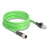 Delock M12 Kabel D-kodiert 4 Pin Stecker zu RJ45 Stecker PUR (TPU) 2 m