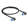 Delock - Netzwerkkabel - RJ-45 (M) nach rechts abgewinkelt zu RJ-45 (M) nach rechts abgewinkelt - 50 cm - 6 mm - S / FTP - CAT 6a - halogenfrei - Schwarz