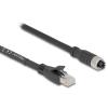 Delock M12 Kabel X-kodiert 8 Pin Buchse zu RJ45 Stecker Cat.5e S / FTP flexibel 3 m schwarz