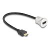 Delock HDMI Einbaubuchse 8K 60 Hz mit Kabelpeitsche Stecker 30 cm Aluminium