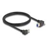 Delock USB 5 Gbps Kabel USB Typ-A Stecker 90° nach unten gewinkelt zu USB Typ-B Stecker mit Schraube 90° nach rechts gewinkelt 1 m schwarz