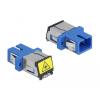 Delock LWL Kupplung mit Laserschutzklappe SC Simplex Buchse zu SC Simplex Buchse Singlemode blau