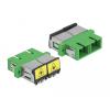 Delock LWL Kupplung mit Laserschutzklappe SC Duplex Buchse zu SC Duplex Buchse Singlemode grün
