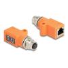 Delock M12 Adapter A-kodiert 8 Pin Buchse zu RJ45 Buchse Cat.5e mit Befestigungsloch gerade orange