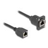 Delock - Netzwerkverlängerungskabel - RJ-45 (W) zu RJ-45 (W) mit Muttern - 20 cm - 6 mm - STP - CAT 5e - Schwarz