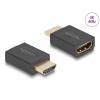 Delock - Highspeed - HDMI-Adapter mit Ethernet - HDMI männlich zu HDMI weiblich - Schwarz - unterstützt 8K 60 Hz (7680 x 4320), Ethernet-Support