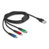 Delock - Stromkabel - USB (nur Strom) (M) zu USB-C (nur Spannung), 4-poliger Micro-USB Typ B (nur Stromversorgung), Apple Lightning (nur Stromversorgung) (M) - 5 V - 3 A - 2 m - Schwarz, Blau, grün, Rot