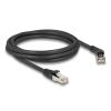 Delock RJ45 Netzwerkkabel Cat.6A S / FTP Stecker 45 grad nach rechts gewinkelt zu Stecker gerade 2 m schwarz