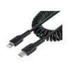 StarTech.com 50cm USB C auf Lightning Kabel, spiralkabel, MFi-zertifiziert, Schnellladekabel für iPhone / iPad , schwarz, langlebiger TPE-Mantel aus Aramidfaser, USB C 2.0 Kabel (RUSB2CLT50CMBC) - Lightning-Kabel - 24 pin USB-C männlich zu Lightning mä