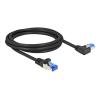 Delock - Patch-Kabel - RJ-45 (M) gerade zu RJ-45 (M) links gewinkelt - 2 m - 6 mm - S / FTP - CAT 6a - geschirmt, halogenfrei, ohne Haken - Schwarz