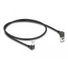 Delock - Patch-Kabel - RJ-45 (M) nach oben angewinkelt zu RJ-45 (M) nach unten abgewinkelt - 50 cm - 4.5 mm - S / FTP - CAT 6a - halogenfrei, geformt - Schwarz
