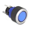 Delock Drucktaster zum Einbau 22 mm 5 x Lötanschluss Taster flach Kunststoff LED blau