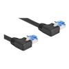 Delock - Patch-Kabel - RJ-45 (M) links gewinkelt zu RJ-45 (M) links gewinkelt - 1 m - 6 mm - S / FTP - CAT 6a - geschirmt, halogenfrei - Schwarz