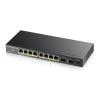 Zyxel GS1100-10HP - Switch - unmanaged - 8 x 10 / 100 / 1000 (PoE+) + 2 x Gigabit SFP - Desktop, wandmontierbar - PoE+ (130 W)