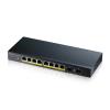 Zyxel GS1900-10HP - Switch - Smart - 8 x 10 / 100 / 1000 (PoE+) + 2 x Gigabit SFP - Desktop, wandmontierbar - PoE+ (77 W)