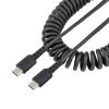 StarTech.com 1m USB C auf USB C Kabel, hochbelastbares Spiralkabel zum Laden und Synchronisieren, USB C 2.0 Kabel, robuste Aramidfaser, Schnellladekabel mit EMI Schutz, schwarz (R2CCC-1M-USB-CABLE) - USB-Kabel - 24 pin USB-C (M) zu 24 pin USB-C (M) -