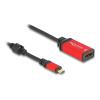 Delock - Adapterkabel - 24 pin USB-C (M) zu DisplayPort (W) - 20 cm - Support von 8K 30 Hz, DP Alt Modus-Support, HDR10-Support - Schwarz / Rot