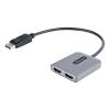 StarTech.com DP to Dual HDMI MST HUB, Dual HDMI 4K 60Hz, DisplayPort Multi Monitor Adapter with 1ft (30cm) Cable, DP 1.4 Multi Stream Transport Hub, DSC | HBR3, DP to 2x HDMI Ports - DP to HDMI Splitter (MST14DP122HD) - Videoadapter - DisplayPort män