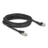 Delock RJ45 Netzwerkkabel Cat.8.1 S / FTP Stecker 45 grad nach links gewinkelt zu Stecker gerade bis 40 Gbps 5 m schwarz