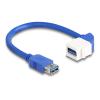 Delock - USB-Verlängerungskabel - USB Typ A (W) gerade zu USB Typ A (W) gewinkelt - USB 3.0 - 20 cm - Keystone-Buchse, up to 5 Gbps data transfer rate - weiß, Blau