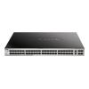 Switch / 54-Port Layer 2+ Fiber Gigabit Stack Switch (SI), 48x 100 / 1000Mbit / s SFP Slots, 2x 10Gbit / s RJ-45 Port, 4x 10Gbit / s SFP+ Slots, Switch Fabric: 216Gbit / s, 161Mio Pakete / s, 5x Smart Fan, opt. externes redundantes Netzteil DPS-500A