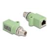 Delock M12 Adapter X-kodiert 8 Pin Stecker zu RJ45 Buchse Cat.5e mit Befestigungsloch gerade grün