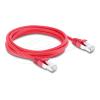 Delock - Patch-Kabel - RJ-45 (M) zu RJ-45 (M) - 2 m - 6 mm - S / FTP - CAT 6a - halogenfrei, geformt, ohne Haken - Rot