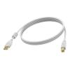 2 m USB 2.0 Kabel - vergoldete Stecker - Ferritkerne USB A Ende - Bandbreite 480 Mbps - über 65 Prozent Abdeckung geflochtene Abschirmung - USB A (m) zu USB B (m) - Außendurchmesser 4,5 mm - 28+24 AWG - weiß