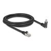 Delock GigE Kamera Kabel RJ45 Stecker 45 grad gedreht und 90 grad gewinkelt mit Schrauben zu RJ45 Stecker Cat.6 S / FTP 2 m schwarz