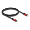 Delock - USB-Kabel - USB-C (M) zu USB-C (M) - USB 2.0 - 20 V - 5 A - 1 m - USB-Stromversorgung (100 W), Power Delivery 3.0 Unterstützung, vergoldete Kontakte, E-marker - Schwarz / Rot