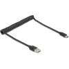 Delock - USB-Kabel - USB (M) umkehrbar zu 24 pin USB-C (M) - USB 2.0 - 2 A - 80 cm - einfache USB, gewickelt - Schwarz