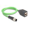 Delock M12 Kabel D-kodiert 4 Pin Stecker zu RJ45 Buchse PUR (TPU) 0,5 m