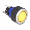 Delock Drucktaster zum Einbau 22 mm 5 x Lötanschluss Taster flach Kunststoff LED gelb