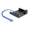 Delock - Wechselrahmen (Schacht) - 5,25", Metall, für schlanke mobile Rack-Baueinheit, USB 5 Gbps Hub mit 2-port USB 3.0 hub - Schwarz